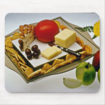 Cheese on a platter  flowers mousepad
