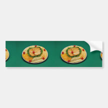 Cheese slice decorated on tray bumper sticker