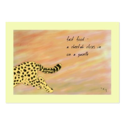 Cheetah Fast Food Haiku Art ACEO Trading Card #4 Business Card Templates by Reflekshins