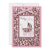 Cheetah Girl Card Pink A2 Invitation