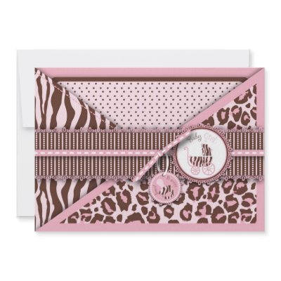 Cheetah Girl Card Pink Personalized Invitations by LullabyeDreams