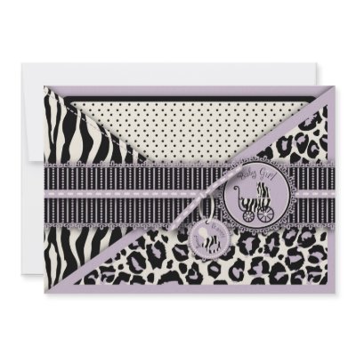 Cheetah Girl Invitation Card Lilac by LullabyeDreams