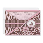 Cheetah Girl Invitation Card Pink C