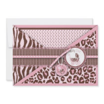Cheetah Girl Invitation Card Pink C