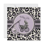 Cheetah Girl Invitation Square Lilac