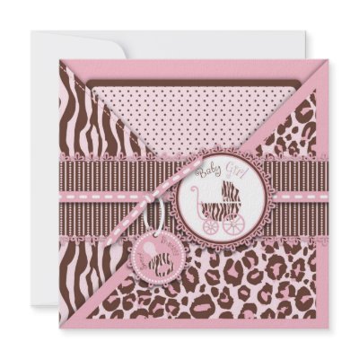 Cheetah Girl Invitation Square Pink C by LullabyeDreams