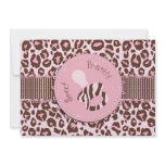 Cheetah Girl Square Pink B2 Custom Announcements