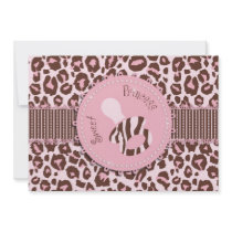 Cheetah Girl Square Pink B2 Custom Announcements