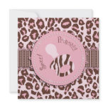Cheetah Girl Square Pink B invitations