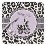Cheetah Girl Square Sticker Lilac