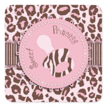 Cheetah Girl Square Sticker Pink 2