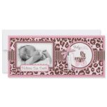 Cheetah Girl Tall Announcement Card Pink