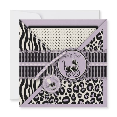 Cheetah Girl TY Square Lilac Custom Invitations by LullabyeDreams