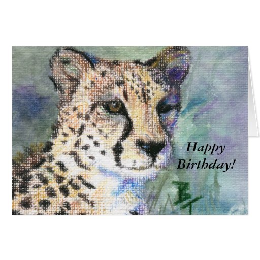 Cheetah Portrait aceo Birthday Card