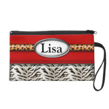 Cheetah & White Tiger In Red Wristlet