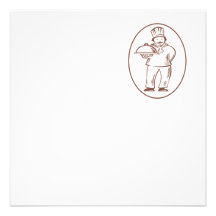 Chef Cook Baker Holding Dish Platter Custom Invite