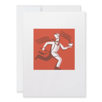 Chef Cook Baker Running With Soup Bowl Personalized Invites