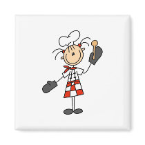 Chef Girl with Wooden Spoon Magnets