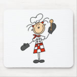 Chef Girl with Wooden Spoon  Mousepads