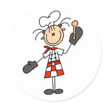 Chef Girl with Wooden Spoon Stickers