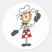 Chef Girl with Wooden Spoon Stickers