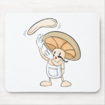 Chef italien de champignon jetant la pâte en l'air tapis de souris