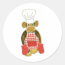 Chef Monkey Red Stickers