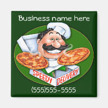 Chef rapide de pizza de la livraison magnets