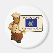 Chef Says Kiss The Cook Refrigerator Magnet