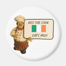Chef Says Kiss The Cook Refrigerator Magnet