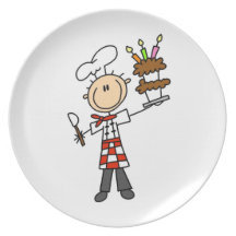 Chef With Birthday Cake Dinner Plates