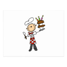Chef With Birthday Cake Post Cards
