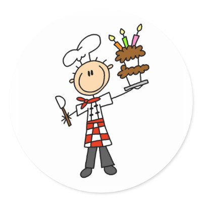 Chef with BIrthday Cake Stickers by stick_figures