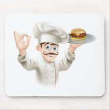 Chef with burger mouse mat