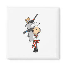 Chef with Pots and Pans Magnets