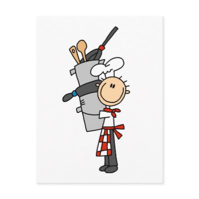 Chef with Pots and Pans Tshirts and Gifts Post Cards by stick_figures