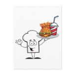 Chefs Hat Character Holder Plate Of Hamburger Post Cards
