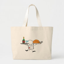 Chefs Hat Character Running With Tray Of Wine Tote Bag