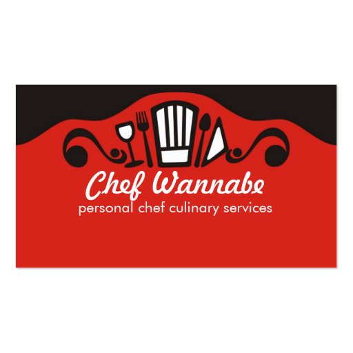 Chef's hat utensils wine chef catering biz cards business card