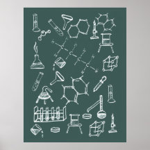 Chemical lab equipment scribbles print