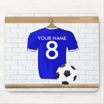 Chemise personnalisable du football Mousepad (bleu Tapis De Souris