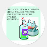 chemistry little willie rhyme round sticker