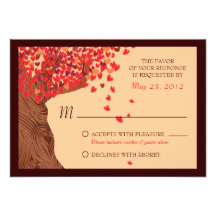 Chêne en baisse RSVP de coeurs de couples d'amour Faire-part Personnalisables