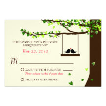 Chêne en baisse RSVP de coeurs d'inséparables Invitation Personnalisée