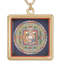 Chenrezig Mandala (Avalokiteshvara) - square gold Pendant