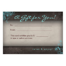 Chèque-cadeau floral de Taupe de spa bleu de salon Cartes De Visite Professionnelles