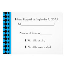 ChequerBoard (Cyan/Black) RSVP Card Invitation