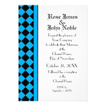 ChequerBoard (Cyan) Wedding Invitation