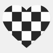 "Chequerboard" Heart Shaped Stickers