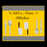 Chequerboard Kitchen Poster Print posters